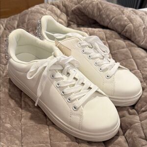 Women's A New Day Silver AE857 Peggy White Sneaker Rhinestones Size 8 New